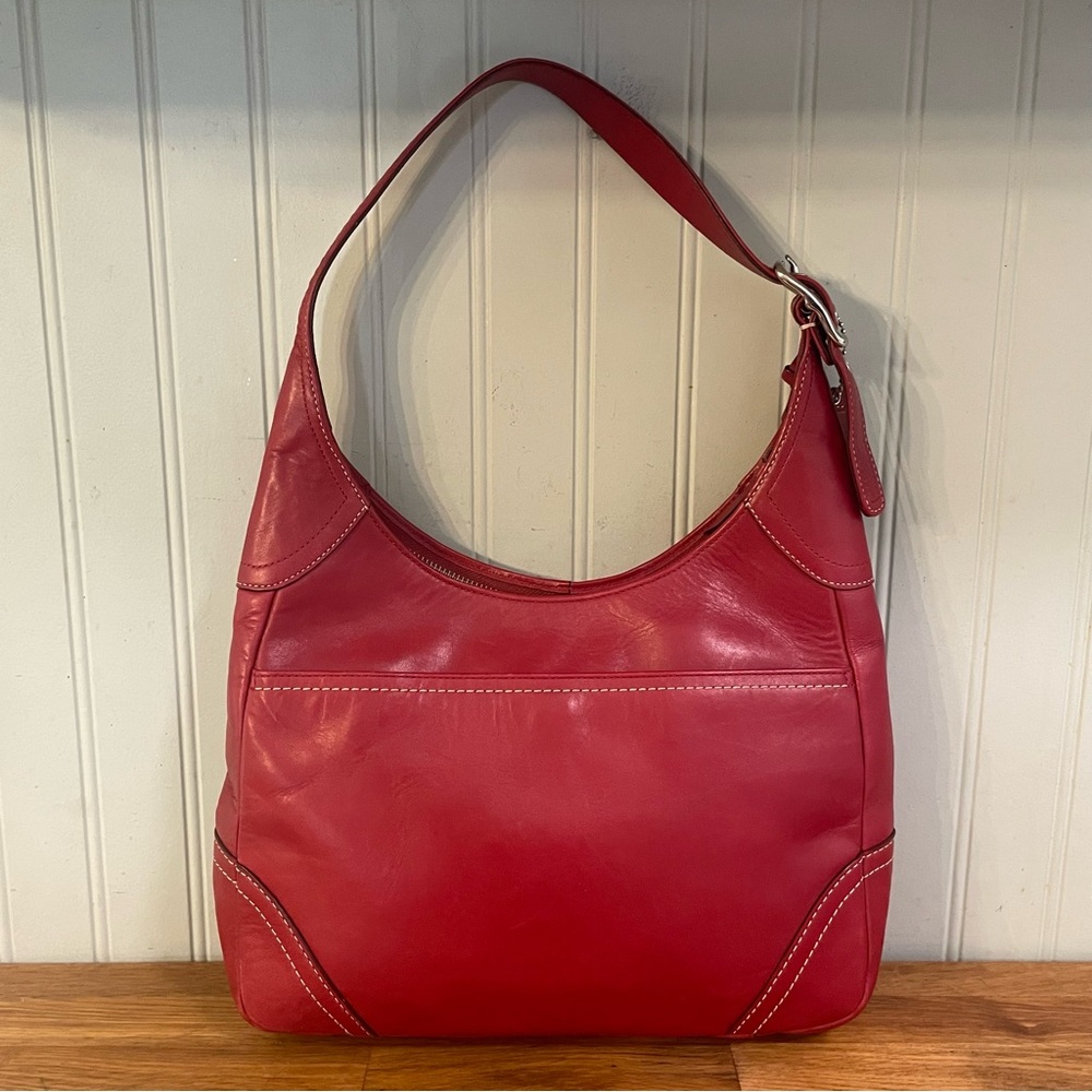 SOLD Coach‎ Hamilton Red Leather Hobo Shoulder Bag Ergo Purse Y2K
